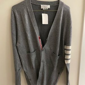 Thom Browne grey wool cardigan